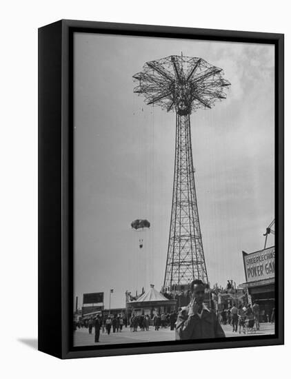 People Enjoying a Ride at Coney Island Amusement Park-Ed Clark-Framed Premier Image Canvas