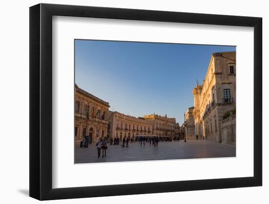 People Enjoying Passeggiata in Piazza Duomo on the Tiny Island of Ortygia-Martin Child-Framed Photographic Print