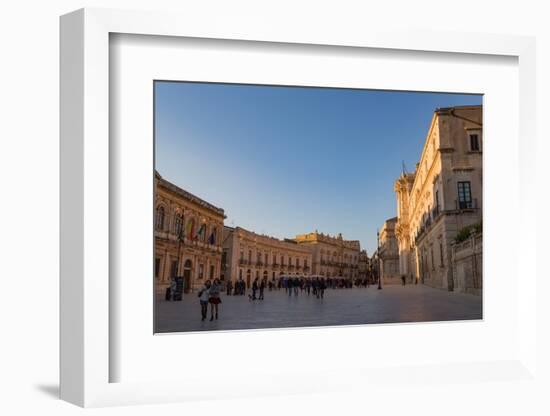 People Enjoying Passeggiata in Piazza Duomo on the Tiny Island of Ortygia-Martin Child-Framed Photographic Print