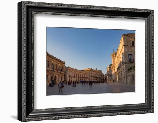 People Enjoying Passeggiata in Piazza Duomo on the Tiny Island of Ortygia-Martin Child-Framed Photographic Print