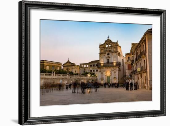 People Enjoying Passeggiata in Piazza Duomo on the Tiny Island of Ortygia-Martin Child-Framed Photographic Print