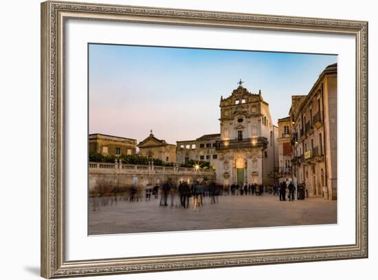 People Enjoying Passeggiata in Piazza Duomo on the Tiny Island of Ortygia-Martin Child-Framed Photographic Print