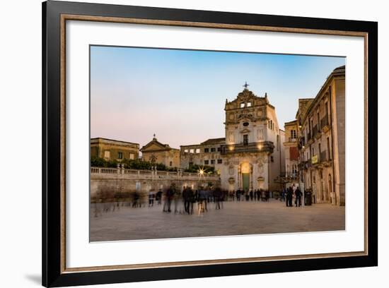 People Enjoying Passeggiata in Piazza Duomo on the Tiny Island of Ortygia-Martin Child-Framed Photographic Print