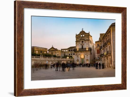 People Enjoying Passeggiata in Piazza Duomo on the Tiny Island of Ortygia-Martin Child-Framed Photographic Print