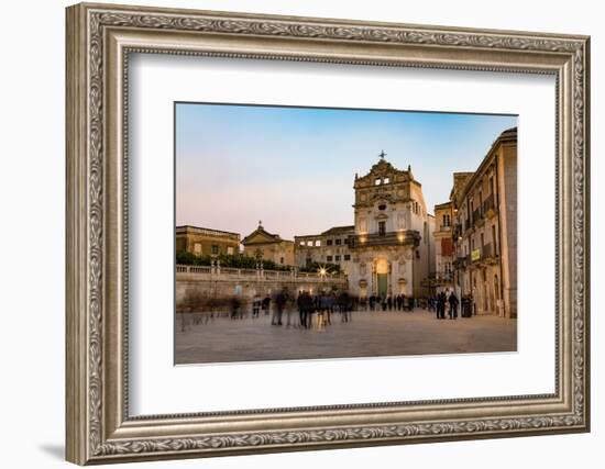 People Enjoying Passeggiata in Piazza Duomo on the Tiny Island of Ortygia-Martin Child-Framed Photographic Print