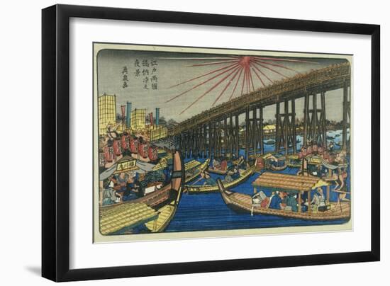 People Enjoying the Cool of Ryogoku Bridge-Keisai Eisen-Framed Giclee Print