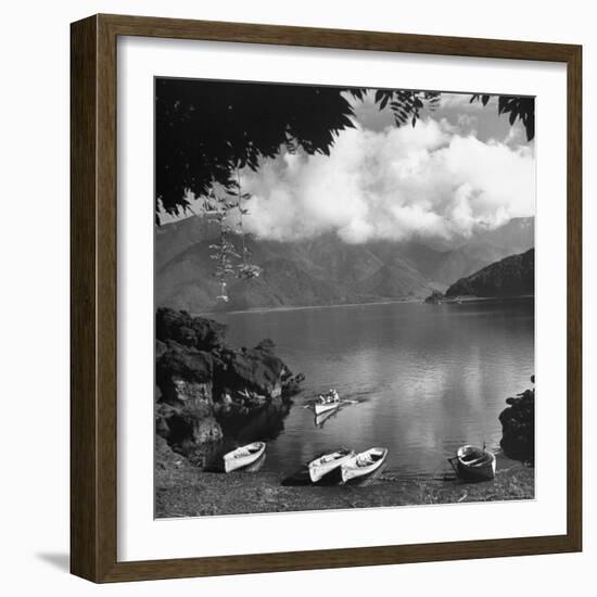 People Enjoying the Mountain Lake-Carl Mydans-Framed Photographic Print