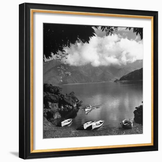 People Enjoying the Mountain Lake-Carl Mydans-Framed Photographic Print