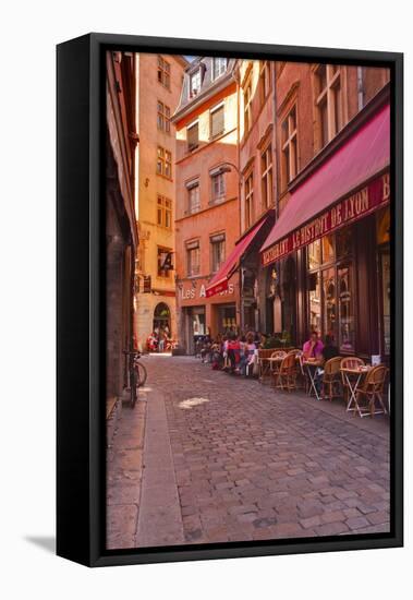 People Enjoying the Restaurants of Vieux Lyon, Lyon, Rhone, Rhone-Alpes, France, Europe-Mark Sunderland-Framed Premier Image Canvas