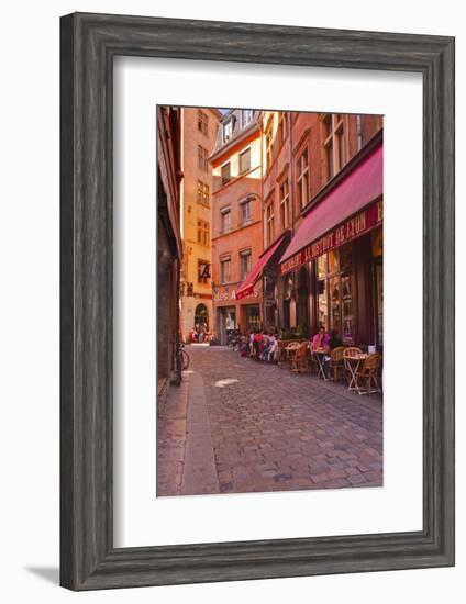 People Enjoying the Restaurants of Vieux Lyon, Lyon, Rhone, Rhone-Alpes, France, Europe-Mark Sunderland-Framed Premium Photographic Print