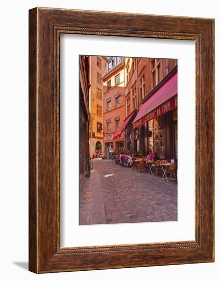 People Enjoying the Restaurants of Vieux Lyon, Lyon, Rhone, Rhone-Alpes, France, Europe-Mark Sunderland-Framed Premium Photographic Print