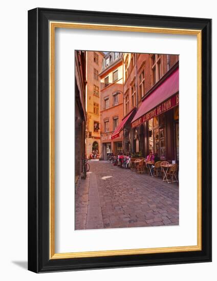 People Enjoying the Restaurants of Vieux Lyon, Lyon, Rhone, Rhone-Alpes, France, Europe-Mark Sunderland-Framed Premium Photographic Print