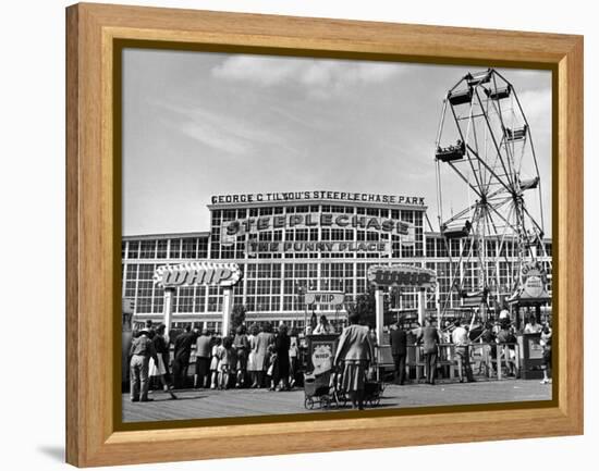 People Entering Coney Island Amusement Park-Ed Clark-Framed Premier Image Canvas