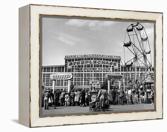 People Entering Coney Island Amusement Park-Ed Clark-Framed Premier Image Canvas