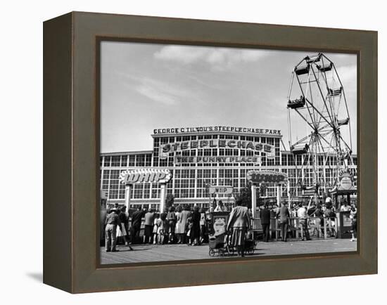 People Entering Coney Island Amusement Park-Ed Clark-Framed Premier Image Canvas