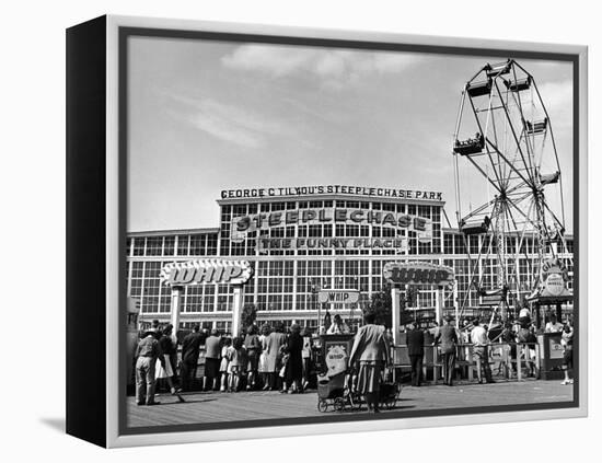 People Entering Coney Island Amusement Park-Ed Clark-Framed Premier Image Canvas