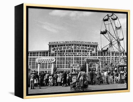 People Entering Coney Island Amusement Park-Ed Clark-Framed Premier Image Canvas