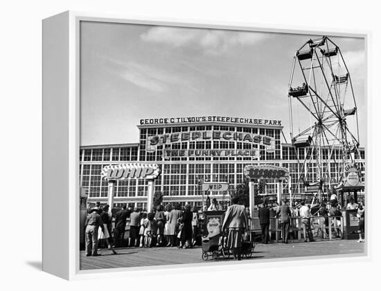 People Entering Coney Island Amusement Park-Ed Clark-Framed Premier Image Canvas