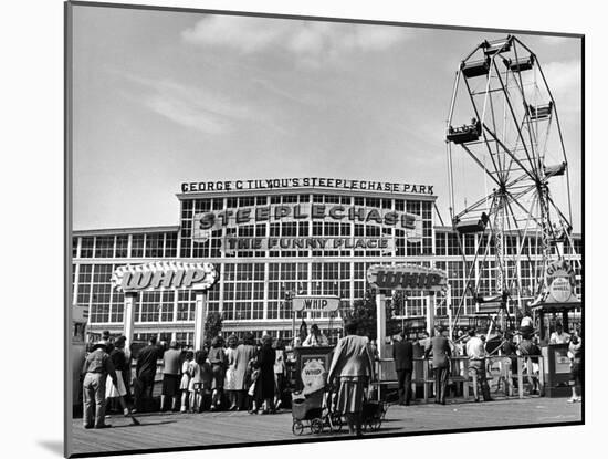 People Entering Coney Island Amusement Park-Ed Clark-Mounted Photographic Print