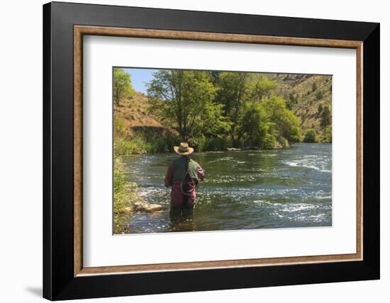 People fly fishing, Lower Deschutes River, Central Oregon, USA-Stuart Westmorland-Framed Photographic Print