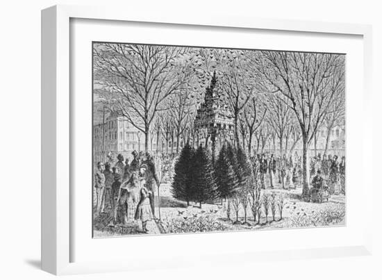 People Gathering around Bird Houses at Madison Park-null-Framed Giclee Print