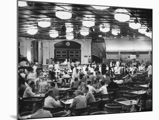 People Gathering at the Raffles Hotel on Sunday Night to Listen to the Band Play-Carl Mydans-Mounted Premium Photographic Print