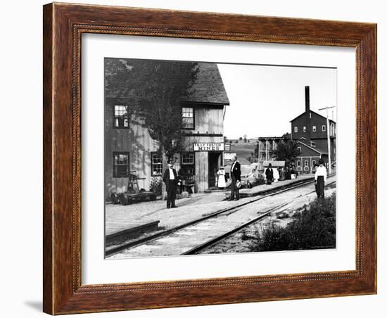 People Hanging Around Outside Railroad Station-Wallace G^ Levison-Framed Photographic Print