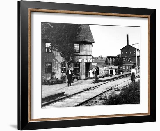 People Hanging Around Outside Railroad Station-Wallace G^ Levison-Framed Photographic Print