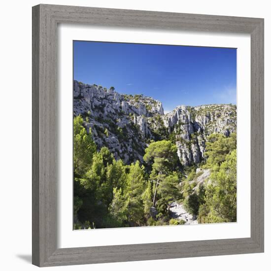 People Hiking Through Rocky Landscape of Les Calanques, Southern France-Markus Lange-Framed Photographic Print