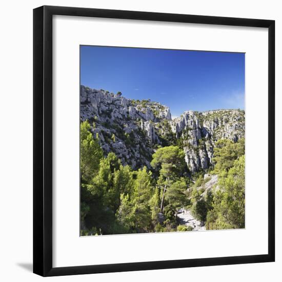 People Hiking Through Rocky Landscape of Les Calanques, Southern France-Markus Lange-Framed Photographic Print