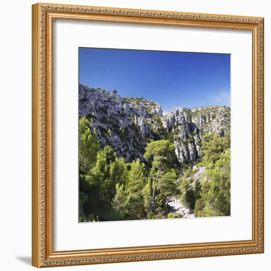 People Hiking Through Rocky Landscape of Les Calanques, Southern France-Markus Lange-Framed Photographic Print