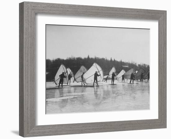 People Ice Skate Sailing on a Lake-Ralph Morse-Framed Photographic Print