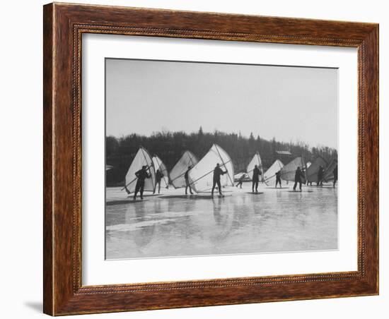 People Ice Skate Sailing on a Lake-Ralph Morse-Framed Photographic Print