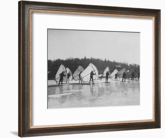 People Ice Skate Sailing on a Lake-Ralph Morse-Framed Photographic Print