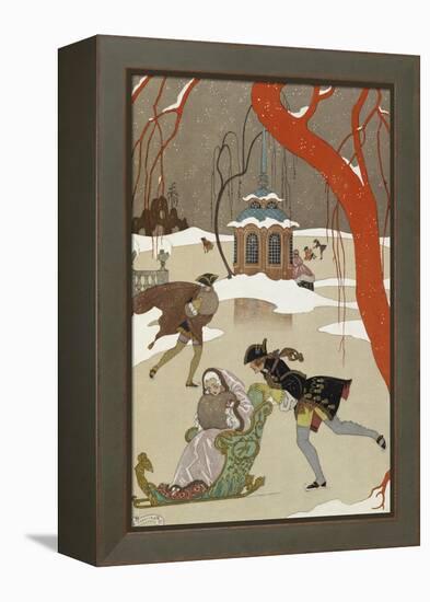 People Ice Skating-Georges Barbier-Framed Premier Image Canvas