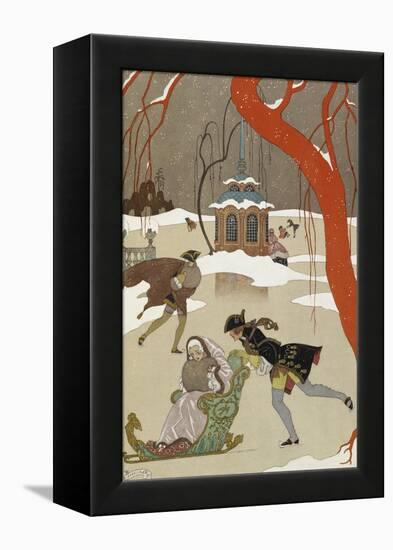 People Ice Skating-Georges Barbier-Framed Premier Image Canvas