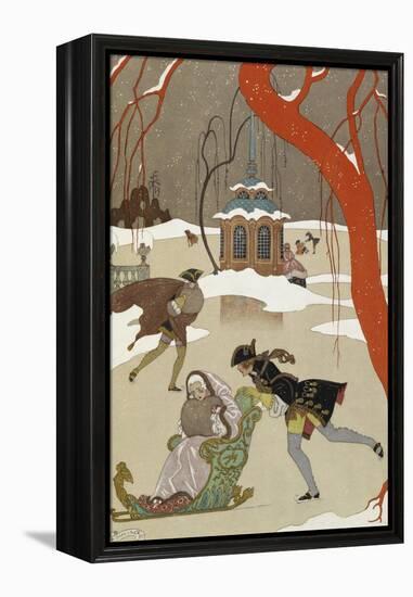 People Ice Skating-Georges Barbier-Framed Premier Image Canvas