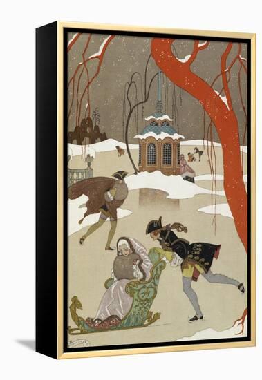 People Ice Skating-Georges Barbier-Framed Premier Image Canvas