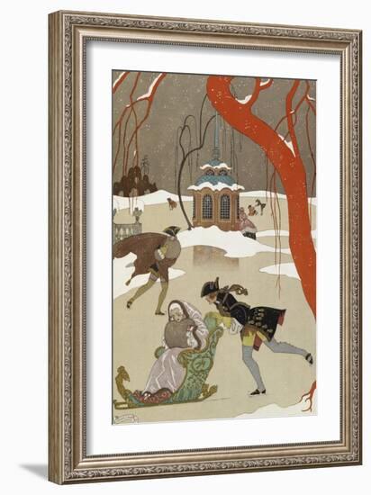 People Ice Skating-Georges Barbier-Framed Giclee Print