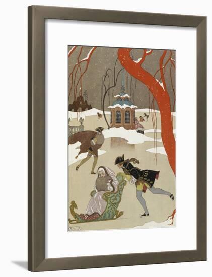 People Ice Skating-Georges Barbier-Framed Giclee Print