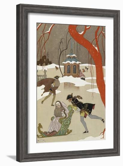 People Ice Skating-Georges Barbier-Framed Giclee Print