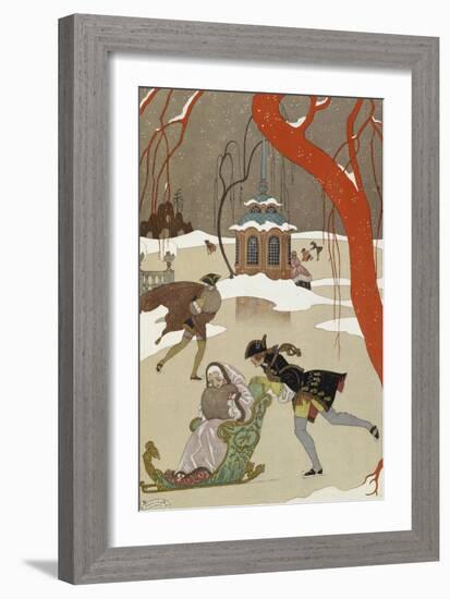 People Ice Skating-Georges Barbier-Framed Giclee Print