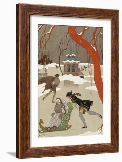 People Ice Skating-Georges Barbier-Framed Giclee Print