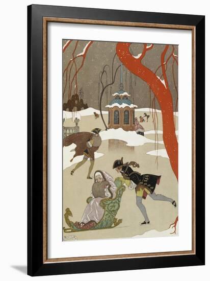 People Ice Skating-Georges Barbier-Framed Giclee Print