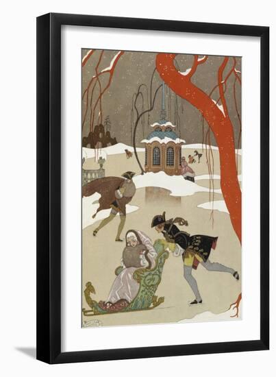 People Ice Skating-Georges Barbier-Framed Giclee Print