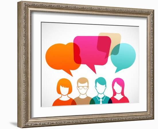 People Icons with Colorful Dialog Speech Bubbles-Marish-Framed Art Print