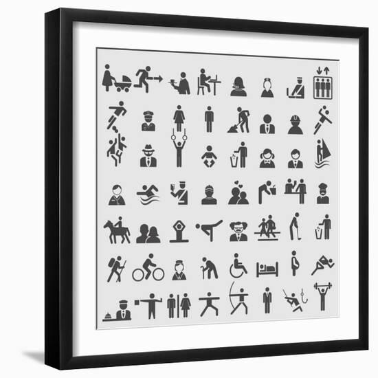 People Icons-ekler-Framed Art Print