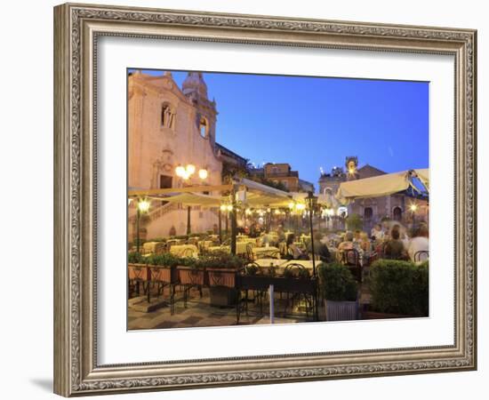 People in a Restaurant, Taormina, Sicily, Italy, Europe-Vincenzo Lombardo-Framed Photographic Print