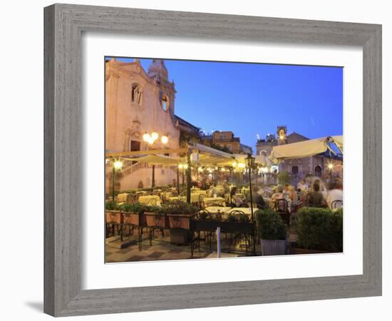 People in a Restaurant, Taormina, Sicily, Italy, Europe-Vincenzo Lombardo-Framed Photographic Print