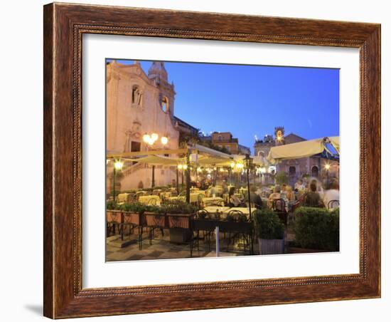 People in a Restaurant, Taormina, Sicily, Italy, Europe-Vincenzo Lombardo-Framed Photographic Print